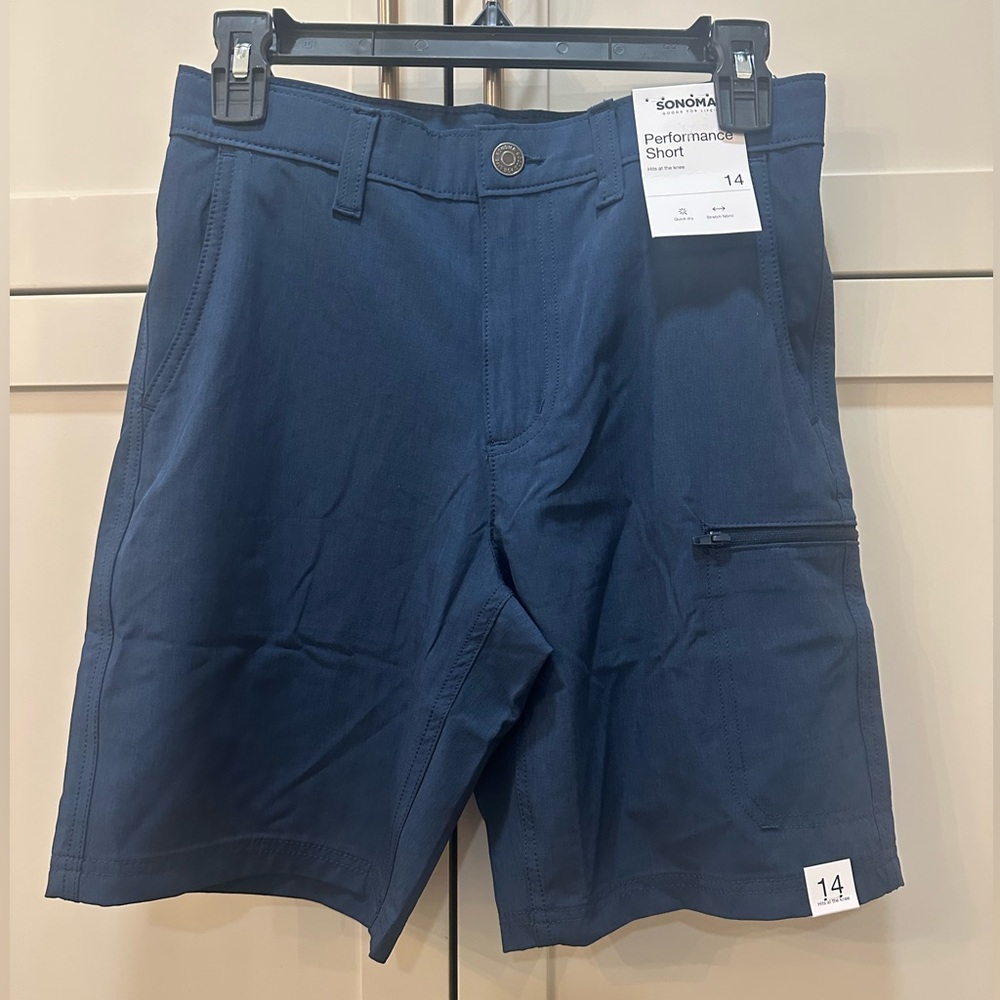 NWT Sonoma Performance boys Navy Blue Shorts- 14